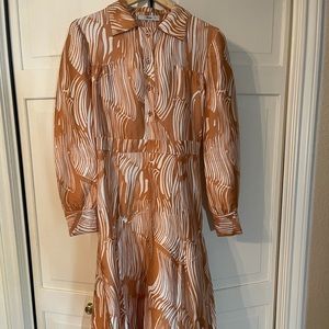 Prada Wool & Silk Flounce Button Up Dress Size 40 Made in Italy